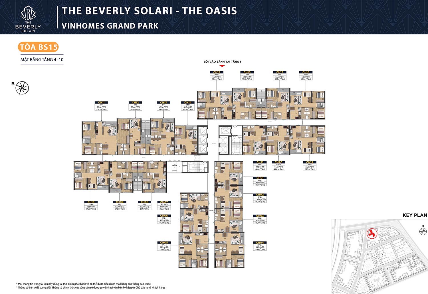 Mặt bằng The Beverly Solari - The Oasis Toà BS15