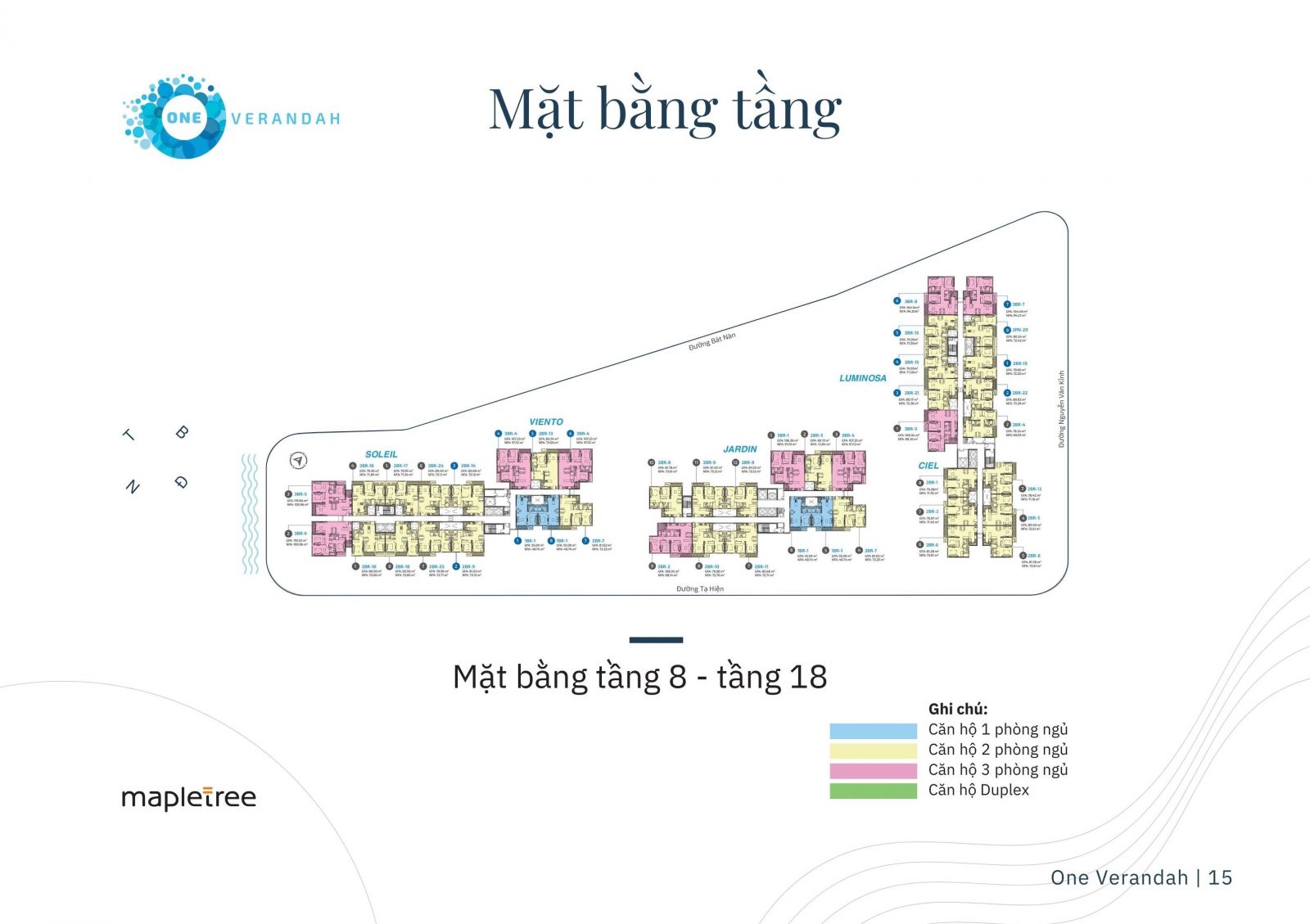 Mặt bằng One Verandah tầng 8 - 18